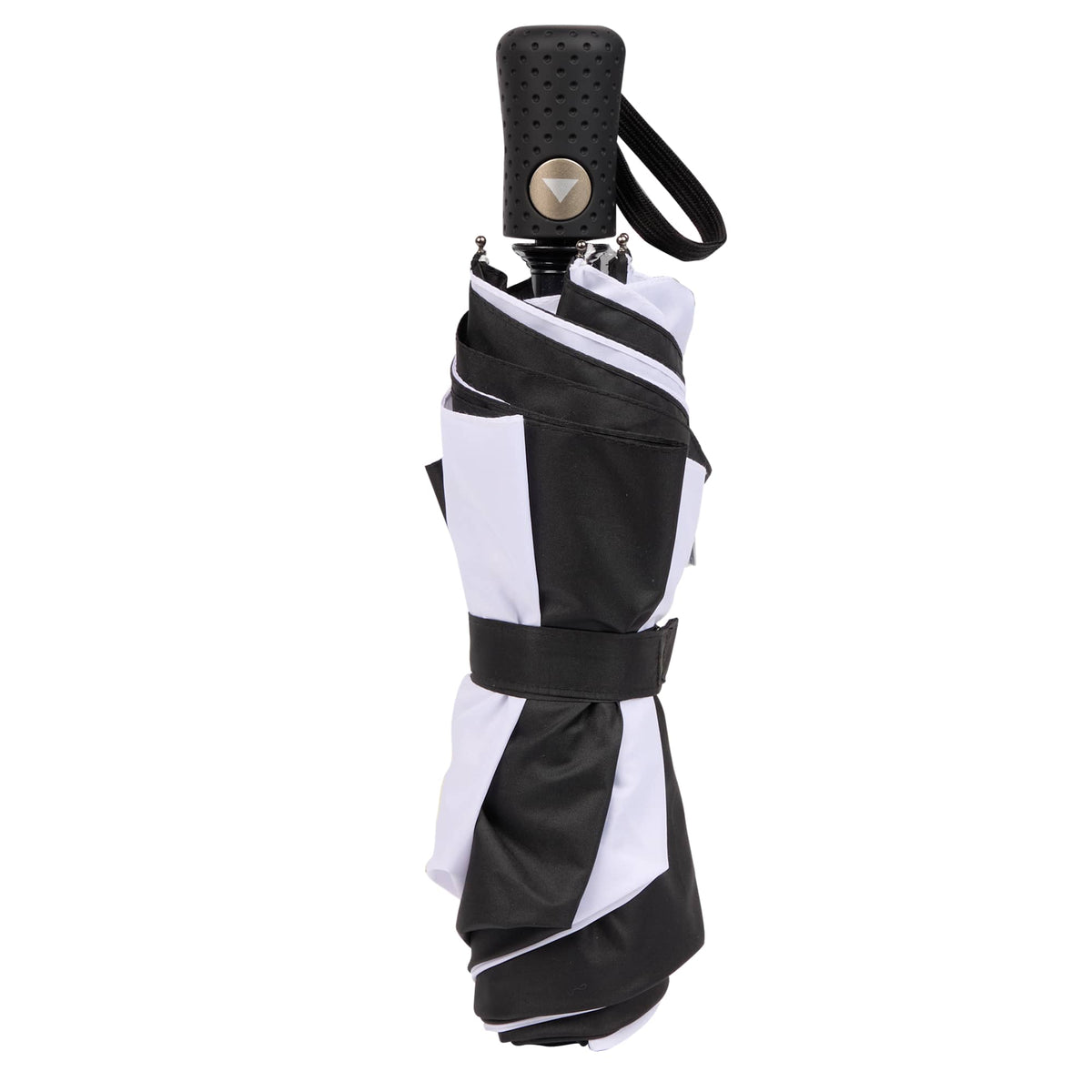 Recycled Auto-Open Folding Umbrella, 46 Inch - Black/White - Closed