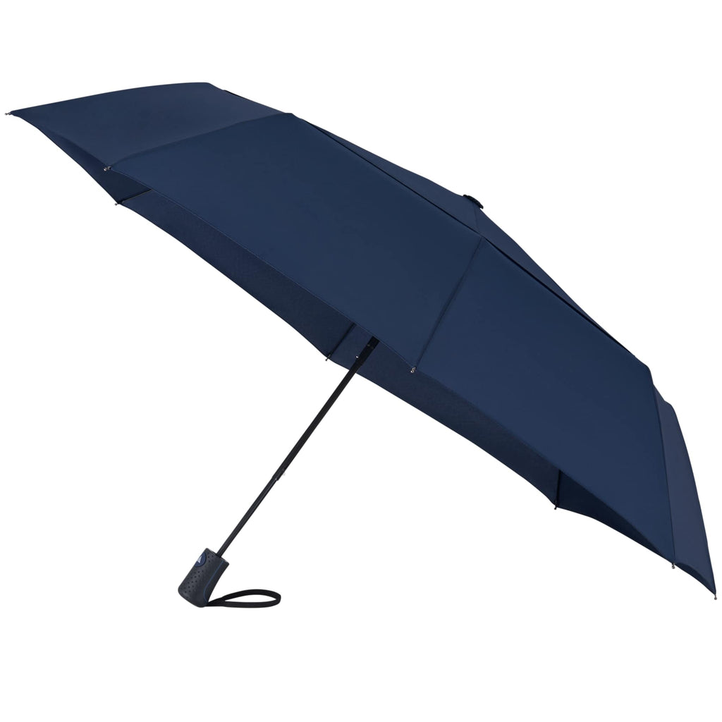 Recycled Auto-Open Folding Umbrella, 46 Inch - Navy - Right Angle 2