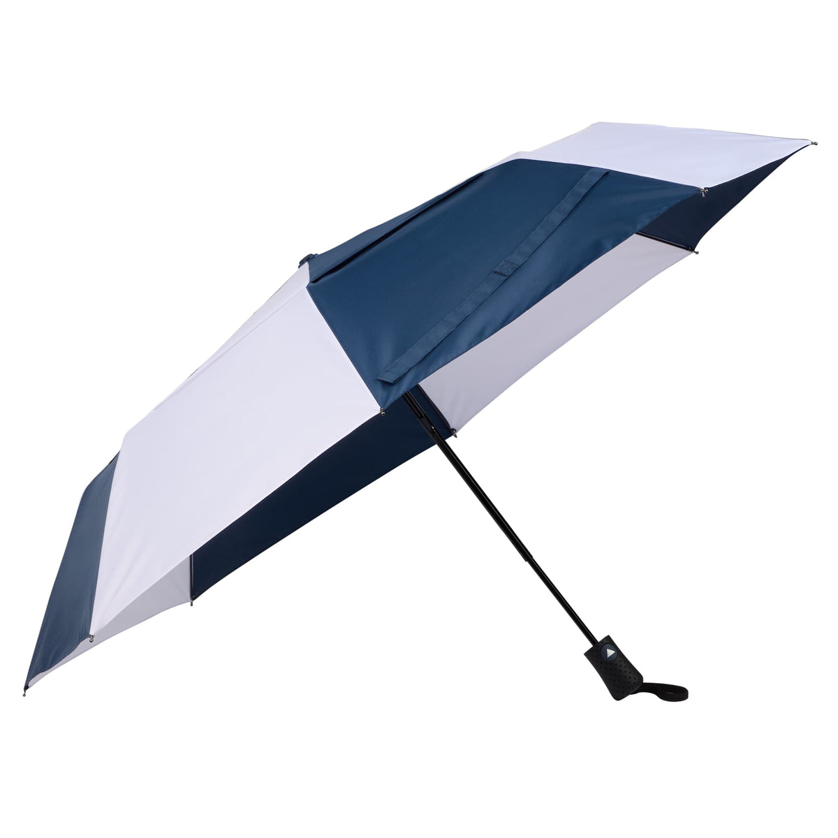 Recycled Auto-Open Folding Umbrella, 46 Inch - Navy/White - Right Angle 2