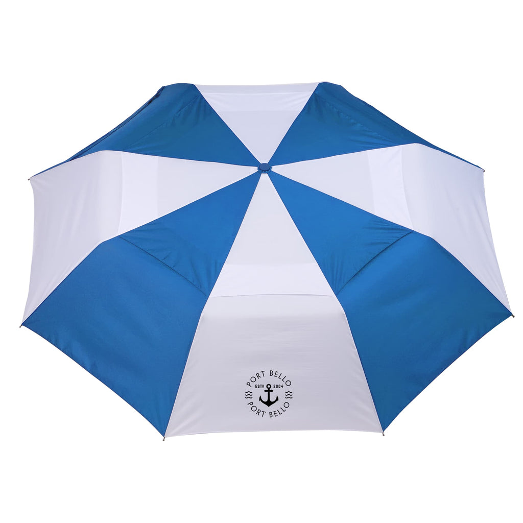 Recycled Auto-Open Folding Umbrella, 46 Inch - Royal/White - Front