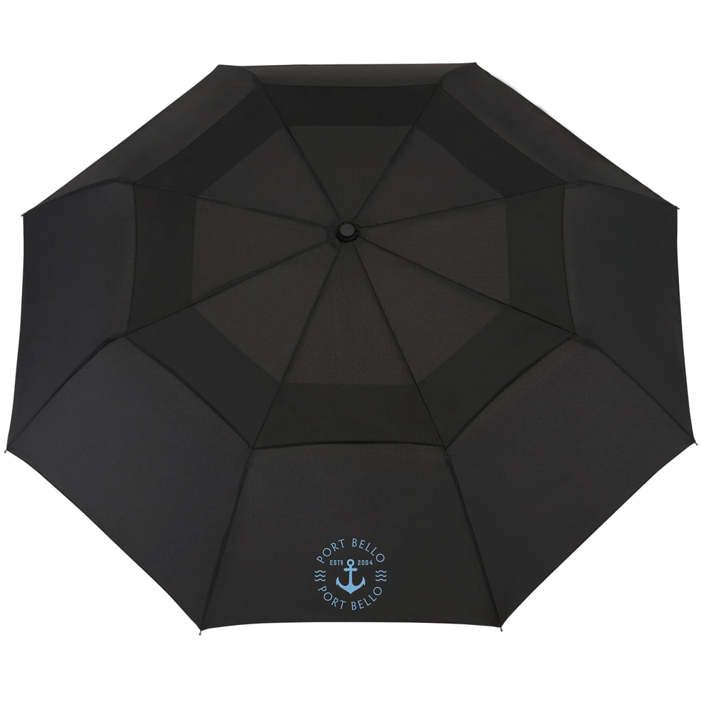 Recycled Auto-Open Folding Umbrella, 46 Inch Transfer - Black - Front 3