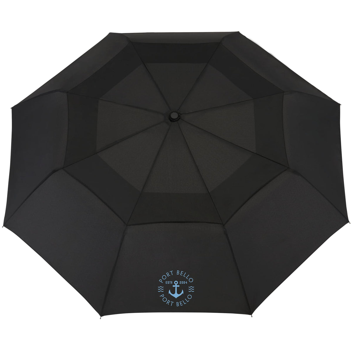 Recycled Auto-Open Folding Umbrella, 46 Inch Transfer - Black - Front 3