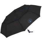 Recycled Auto-Open Folding Umbrella, 46 Inch Transfer - Black - Left Angle