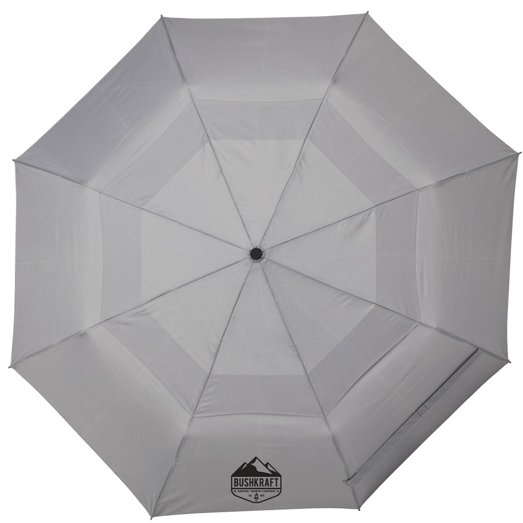 Recycled Auto-Open Folding Umbrella, 46 Inch Transfer - Gray - Front