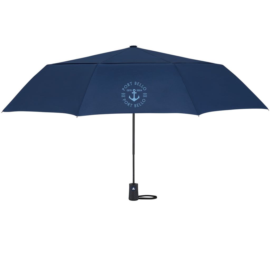 Recycled Auto-Open Folding Umbrella, 46 Inch Transfer - Navy - Front 3