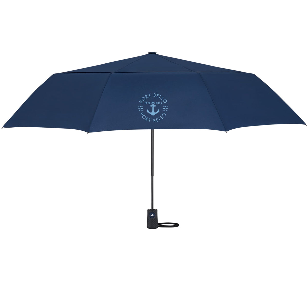 Recycled Auto-Open Folding Umbrella, 46 Inch Transfer - Navy - Front 3