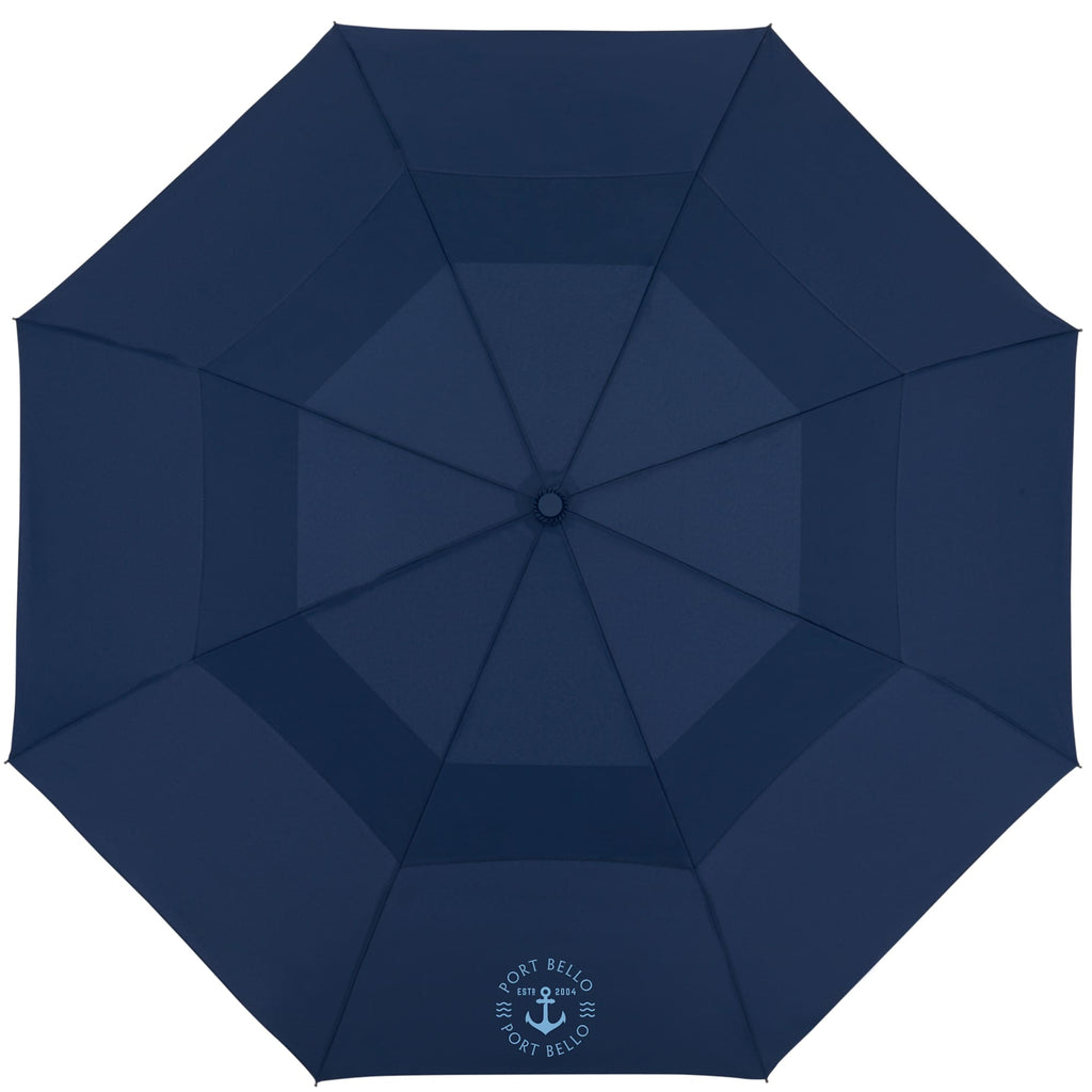 Recycled Auto-Open Folding Umbrella, 46 Inch Transfer - Navy - Front