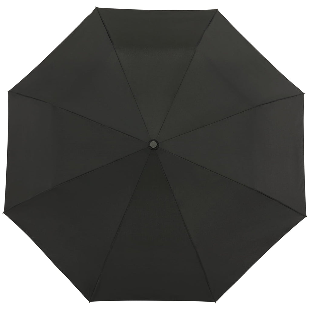 Recycled Auto-Open Folding Umbrella with Wood Handle, 42 Inch - Black - Top 2