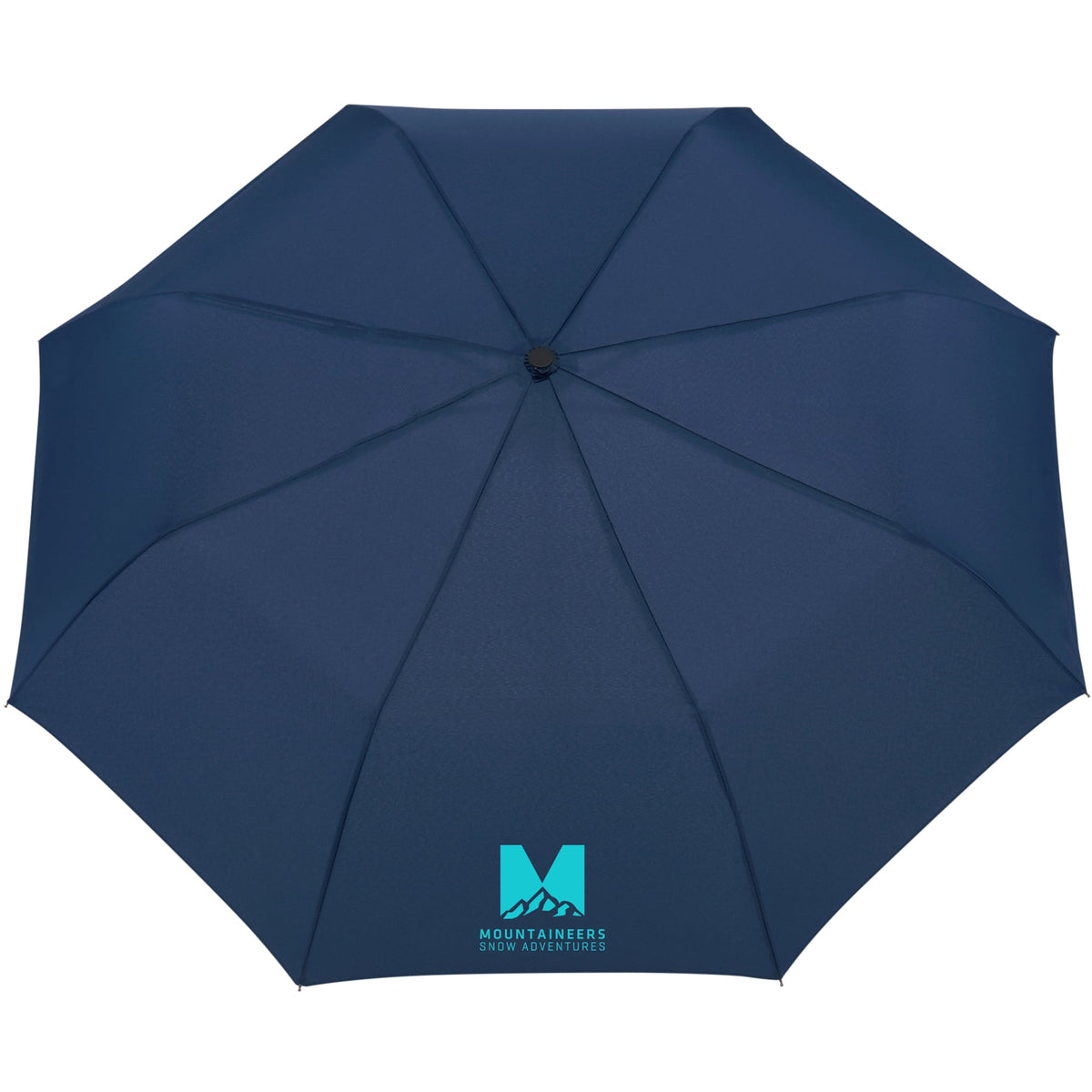 Recycled Auto-Open Folding Umbrella with Wood Handle, 42 Inch - Navy - Front 2