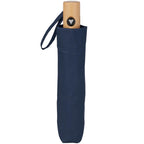 Recycled Auto-Open Folding Umbrella with Wood Handle, 42 Inch - Navy - Front 5