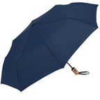 Recycled Auto-Open Folding Umbrella with Wood Handle, 42 Inch - Navy - Left Angle 3