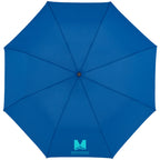 Recycled Auto-Open Folding Umbrella with Wood Handle, 42 Inch - Royal - Front 3