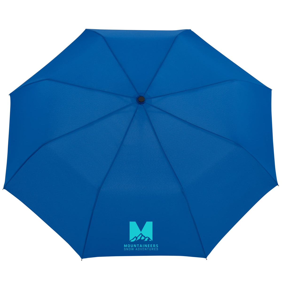 Recycled Auto-Open Folding Umbrella with Wood Handle, 42 Inch - Royal - Front
