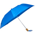 Recycled Auto-Open Folding Umbrella with Wood Handle, 42 Inch - Royal - Right Angle 3