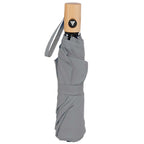 Recycled Auto-Open Folding Umbrella with Wood Handle, 42 Inch Transfer - Gray - Front 2