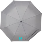 Recycled Auto-Open Folding Umbrella with Wood Handle, 42 Inch Transfer - Gray - Front