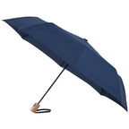 Recycled Auto-Open Folding Umbrella with Wood Handle, 42 Inch Transfer - Navy - Right Angle 2