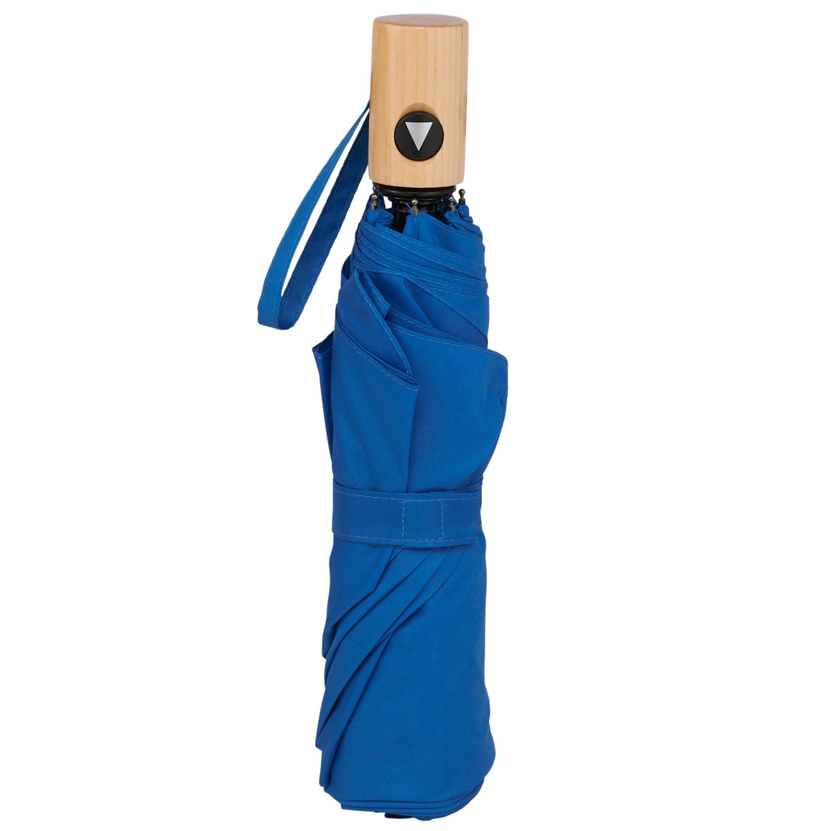 Recycled Auto-Open Folding Umbrella with Wood Handle, 42 Inch Transfer - Royal - Front 4