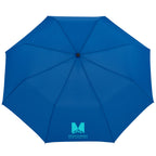Recycled Auto-Open Folding Umbrella with Wood Handle, 42 Inch Transfer - Royal - Front