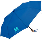 Recycled Auto-Open Folding Umbrella with Wood Handle, 42 Inch Transfer - Royal - Left Angle