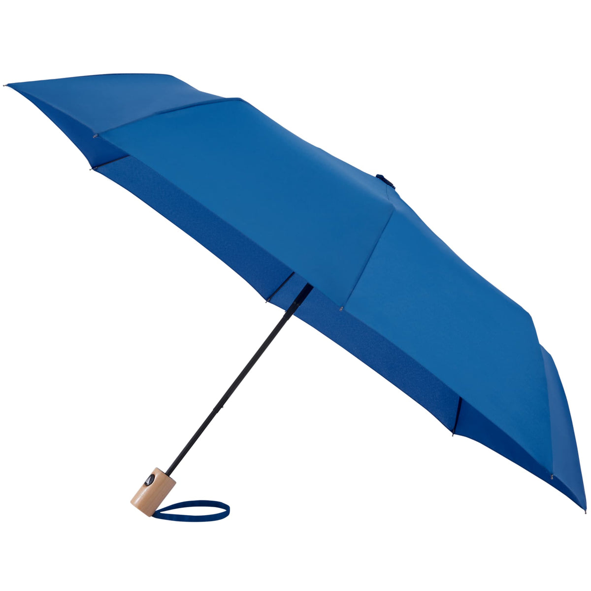 Recycled Auto-Open Folding Umbrella with Wood Handle, 42 Inch Transfer - Royal - Right Angle 2