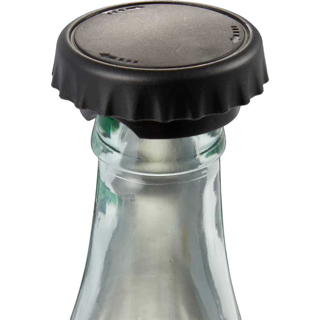 Recycled Bottle Opener and Reseal Cap Full Color - Black - Detail