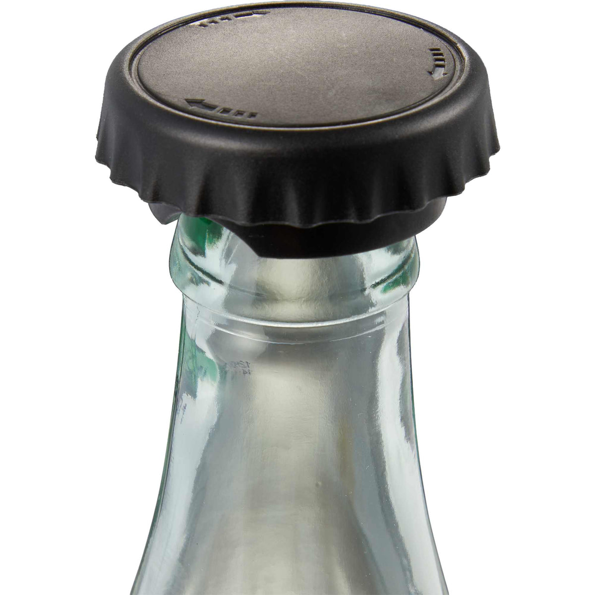 Recycled Bottle Opener and Reseal Cap Full Color - Black - Detail