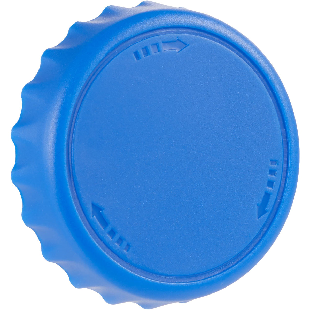 Recycled Bottle Opener and Reseal Cap Full Color - Blue - Right Angle