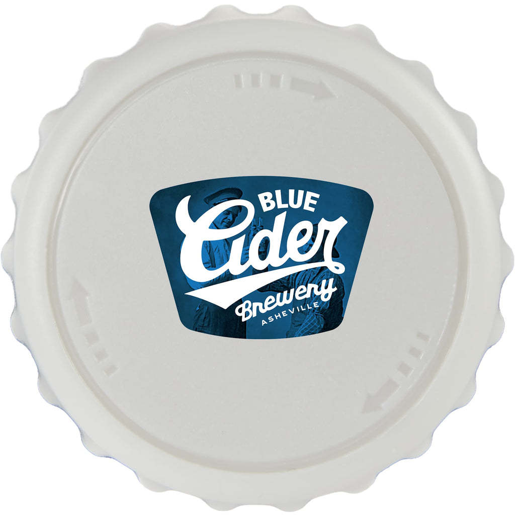 Recycled Bottle Opener and Reseal Cap Full Color - Gray - Front