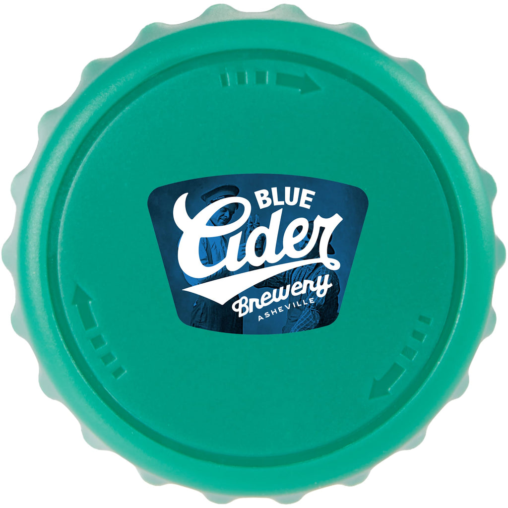 Recycled Bottle Opener and Reseal Cap Full Color - Green - Front