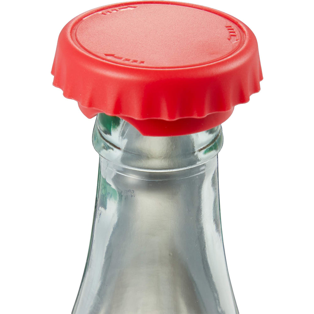 Recycled Bottle Opener and Reseal Cap Full Color - Red - Detail