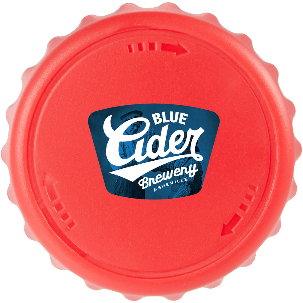 Recycled Bottle Opener and Reseal Cap Full Color - Red - Front