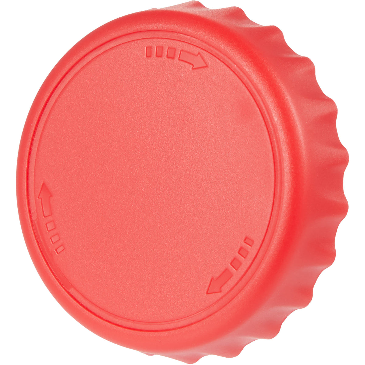 Recycled Bottle Opener and Reseal Cap Full Color - Red - Left Angle