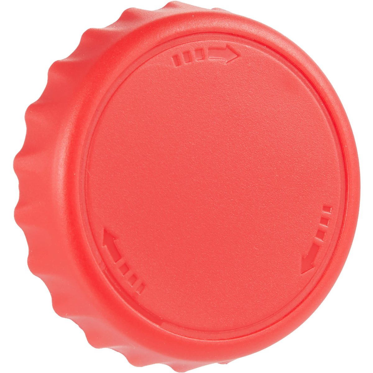 Recycled Bottle Opener and Reseal Cap Full Color - Red - Right Angle