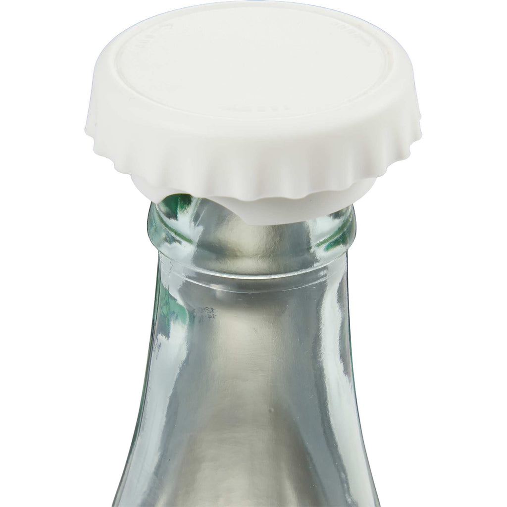 Recycled Bottle Opener and Reseal Cap Full Color - White - Detail