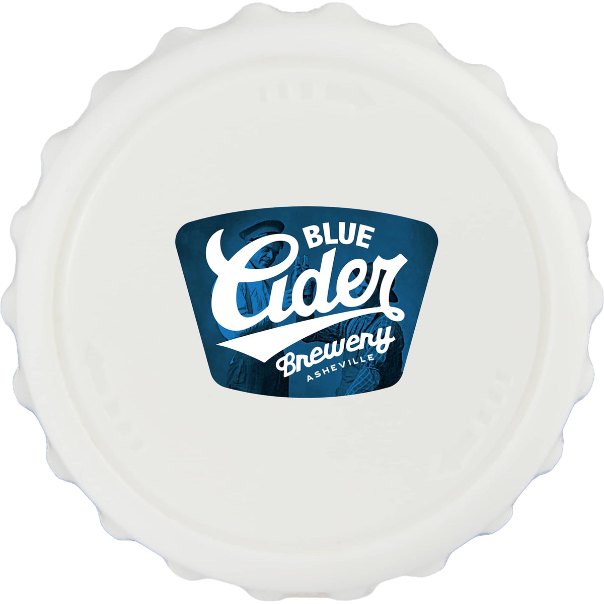 Recycled Bottle Opener and Reseal Cap Full Color - White - Front