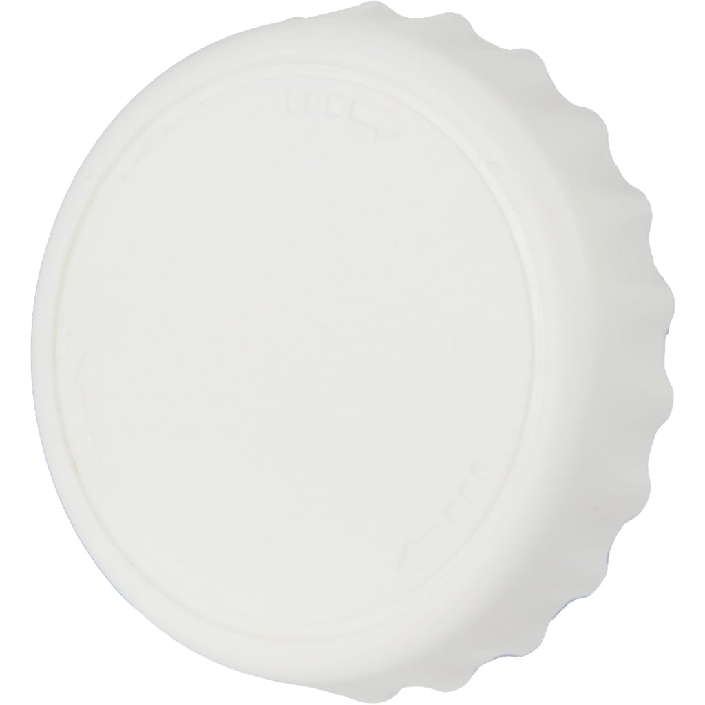 Recycled Bottle Opener and Reseal Cap Full Color - White - Left Angle