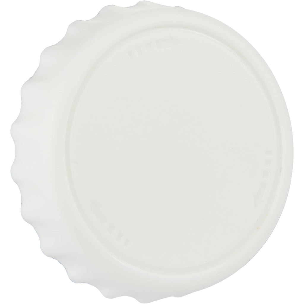 Recycled Bottle Opener and Reseal Cap Full Color - White - Right Angle