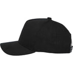 Recycled Canvas Five Panel Ball Cap Embroidery - Black - Left Side