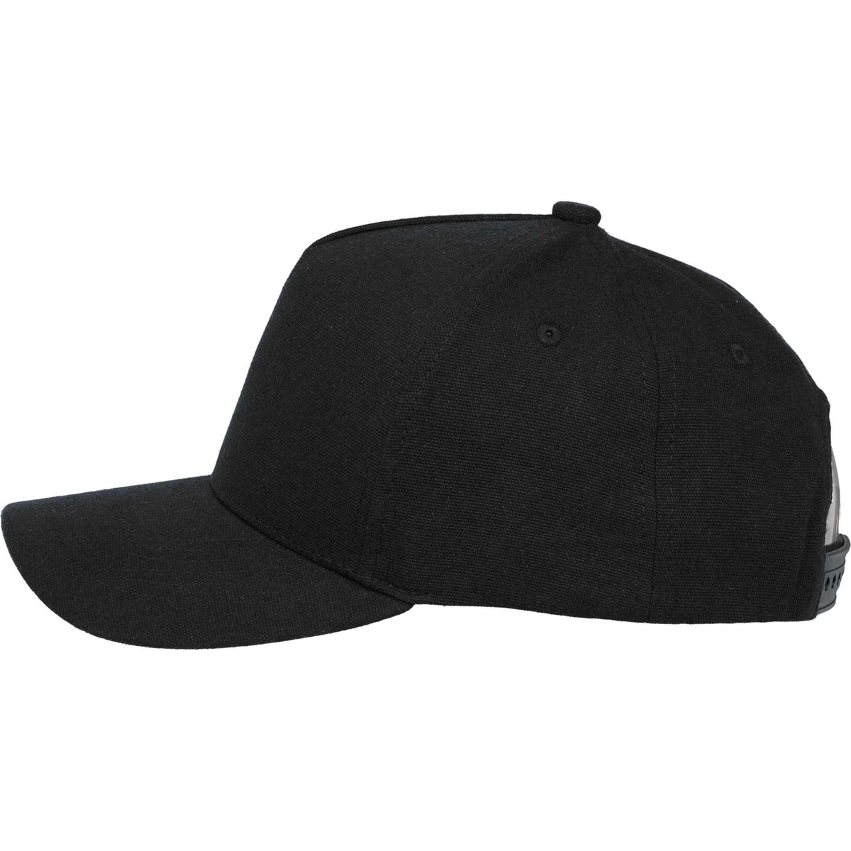 Recycled Canvas Five Panel Ball Cap Embroidery - Black - Left Side