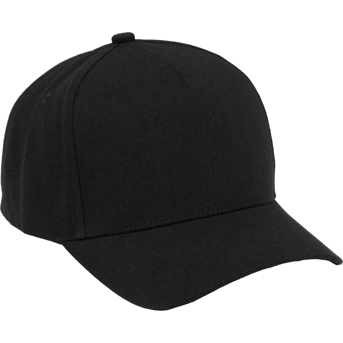 Recycled Canvas Five Panel Ball Cap Embroidery - Black - Right Angle