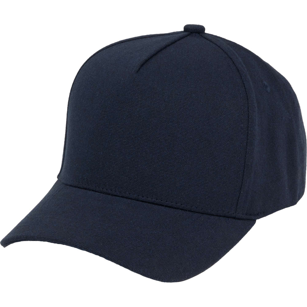 Recycled Canvas Five Panel Ball Cap Embroidery - Navy - Left Angle