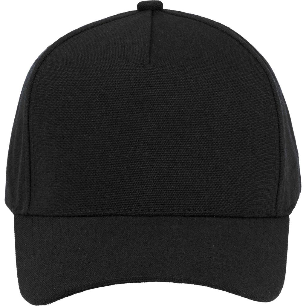 Recycled Canvas Five Panel Ball Cap Transfer - Black - Front