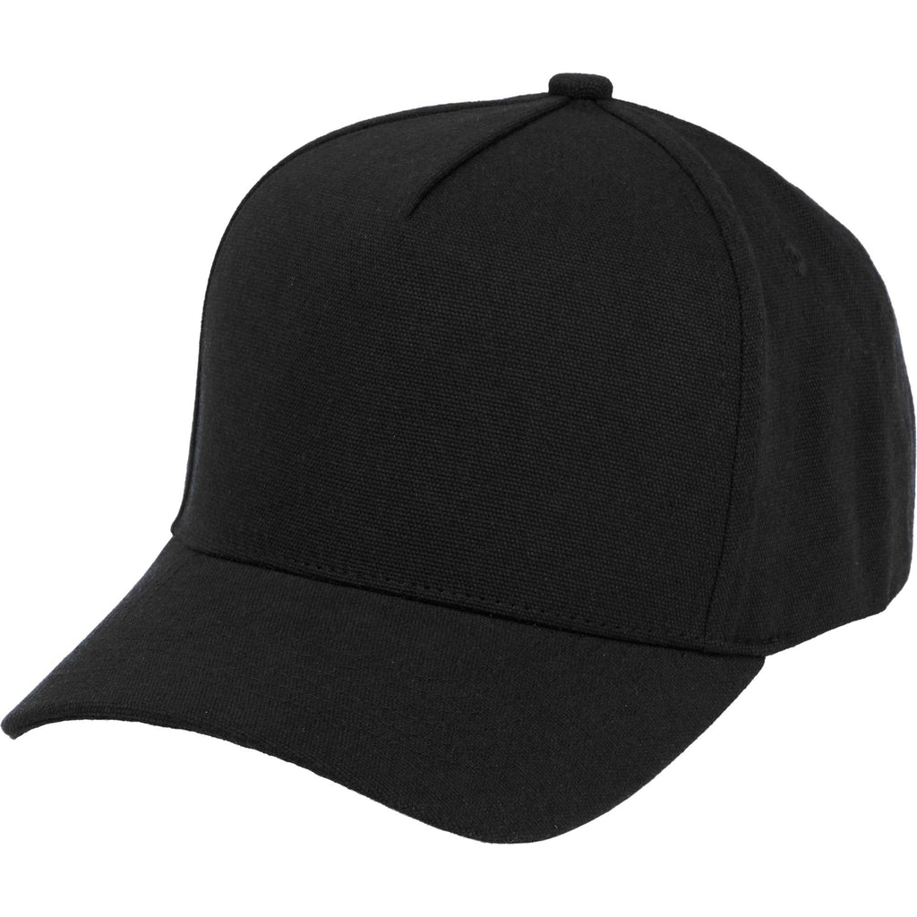 Recycled Canvas Five Panel Ball Cap Transfer - Black - Left Angle
