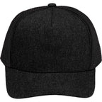 Recycled Canvas Five Panel Mesh Back Ball Cap Transfer - Black/Black - Front