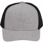Recycled Canvas Five Panel Mesh Back Ball Cap Transfer - Graphite/Black - Front