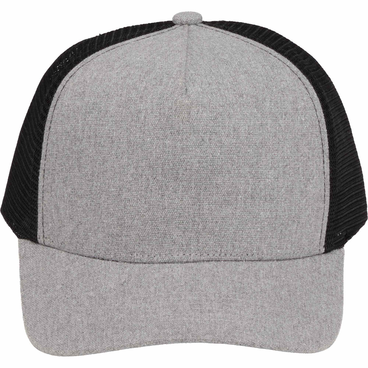 Recycled Canvas Five Panel Mesh Back Ball Cap Transfer - Graphite/Black - Front