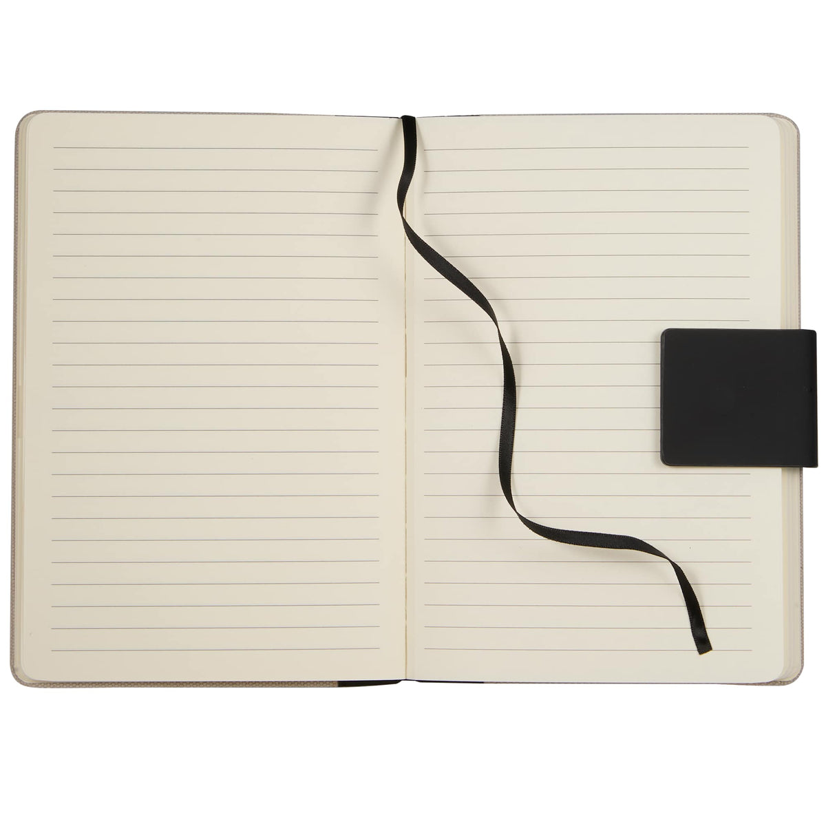 Recycled Canvas Notebook with Magnetic Closure, 5.5 x 8.5 Inches Full Color - Beige - Front Open