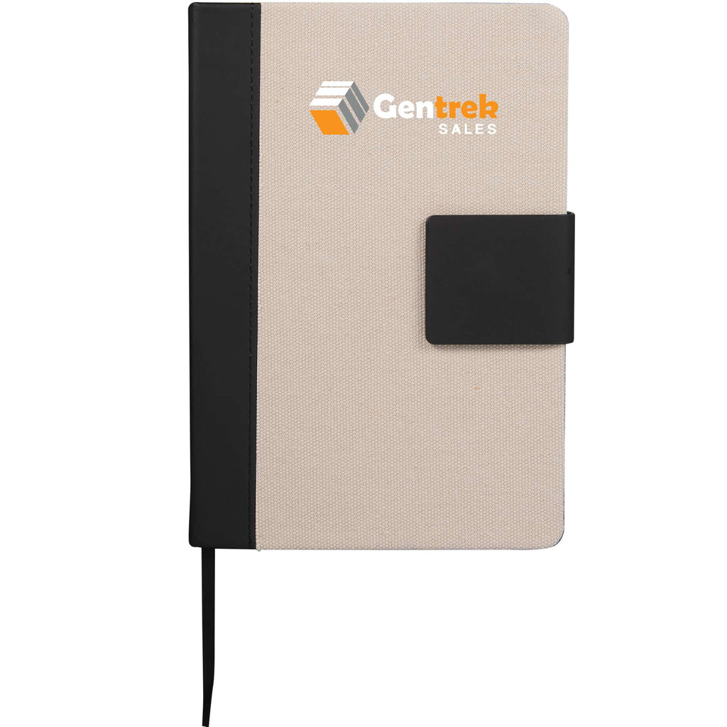 Recycled Canvas Notebook with Magnetic Closure, 5.5 x 8.5 Inches Full Color - Beige - Front