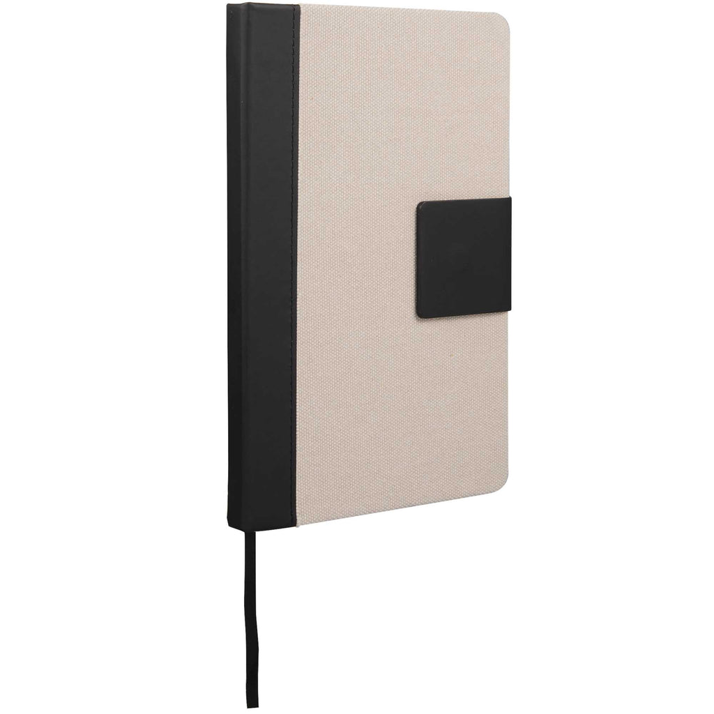 Recycled Canvas Notebook with Magnetic Closure, 5.5 x 8.5 Inches Full Color - Beige - Right Angle